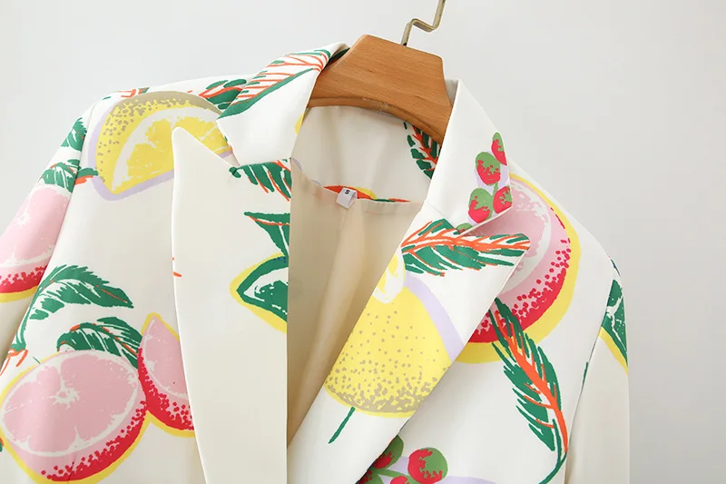Fashion New Trendy Vintage Unique Blazers Ladies Women Colorful Full Printing Long Sleeve V-Neck Suit Fall 2021