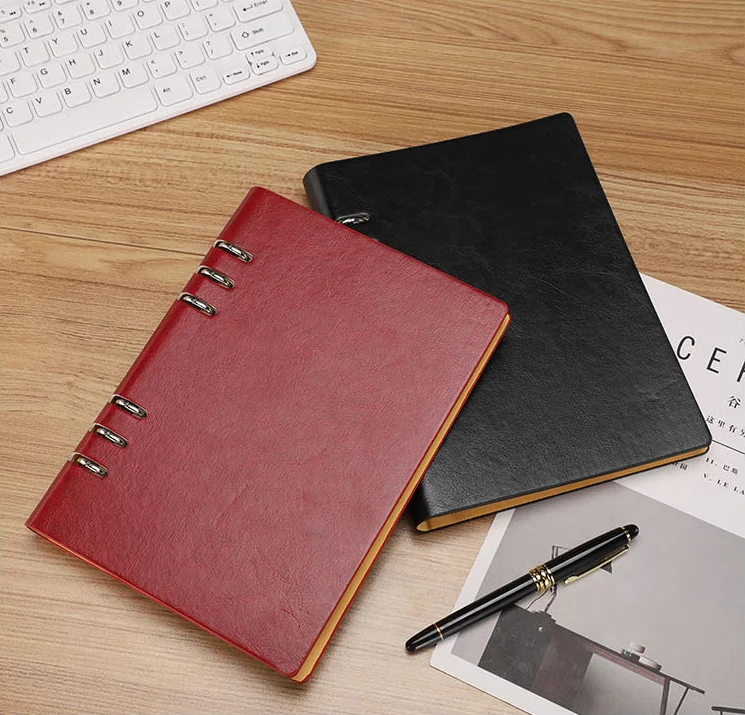  Пользовательский женский кожаный без даты 6 колец ежедневный Еженедельный ежемесячный планировщик Обложка вкладыши блокнот с листьями