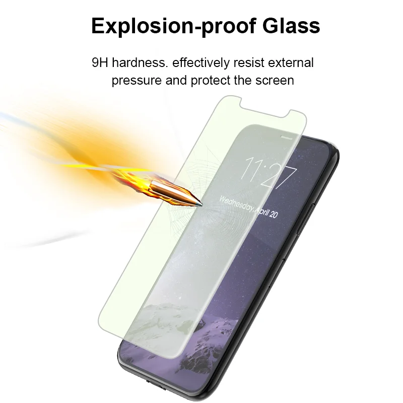 Защита глаз 2.5D плоское стекло анти-синий свет Закаленное стекло протектор экрана для iPhone 11 Pro Max 12 серии