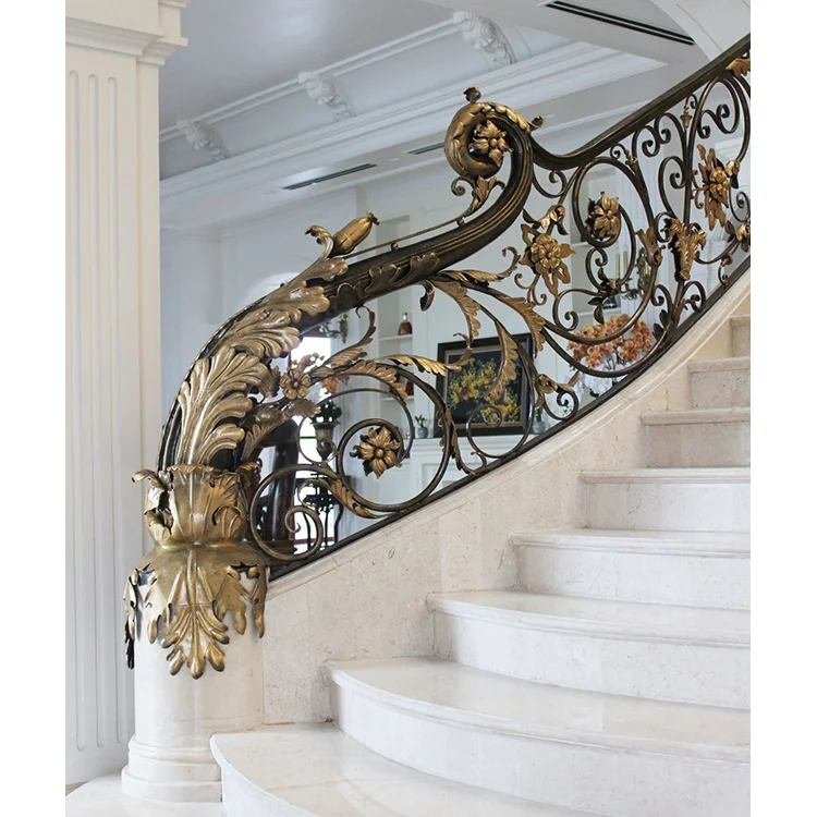 Luxury indoor Design Wrought Iron stair railing with high quality