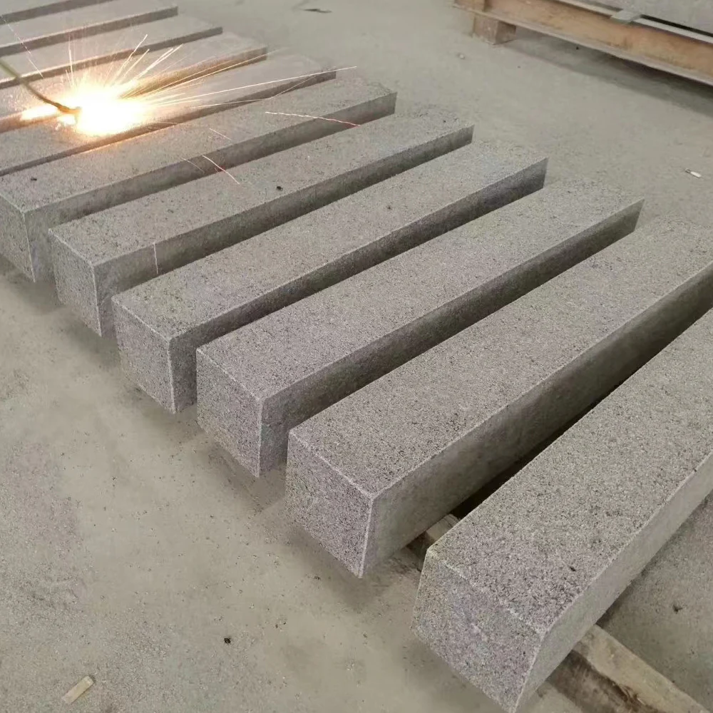 custom light grey white garden walking road side edge curb granite kerb stone