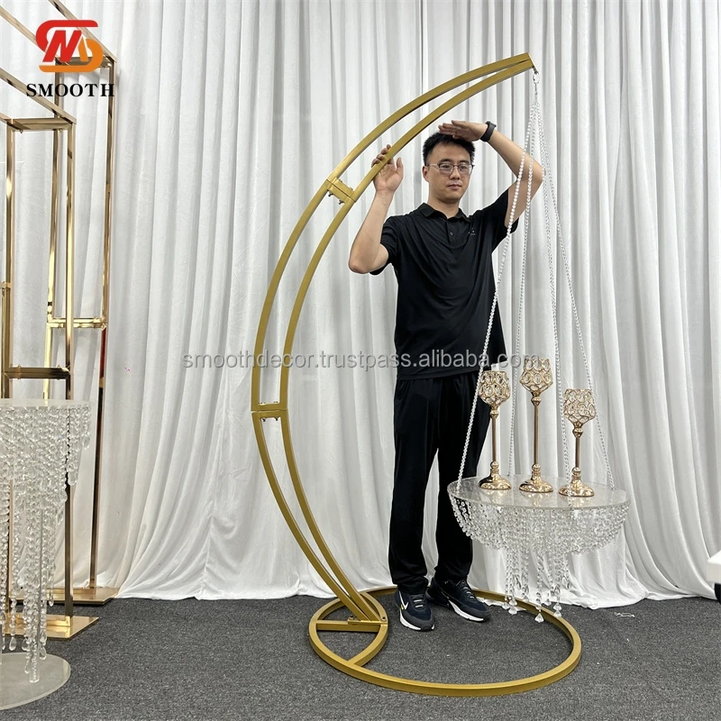SMOOTH Wedding Backdrop Gold Moonlike 6.89Ft Tall Stand Wedding Lights Hanger Stand Wedding Cake Stand