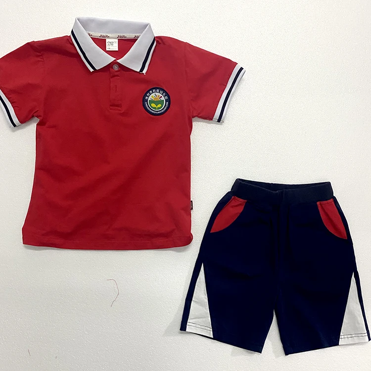custom logo uniform school boy and  boy summer school uniform