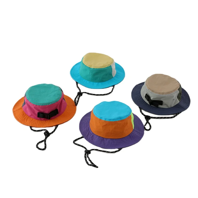 kids candy color two tone fishing bucket hat custom outdoor Nylon Waterproof Quick-drying Summer Camping Fisherman Bucket Hats