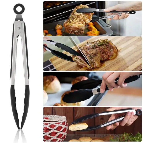 7/9/12 inch BBQ Grilling Tong Stainless Steel Barbecue Cooking Kitchen Food Tongs Cooking Utensils Cookware Set