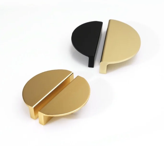 Luxury Solid Aluminum Zinc Alloy Cabinet Drawer Simple Half Round Vanity Pulls Gold Kitchen Furniture Handles Knobs