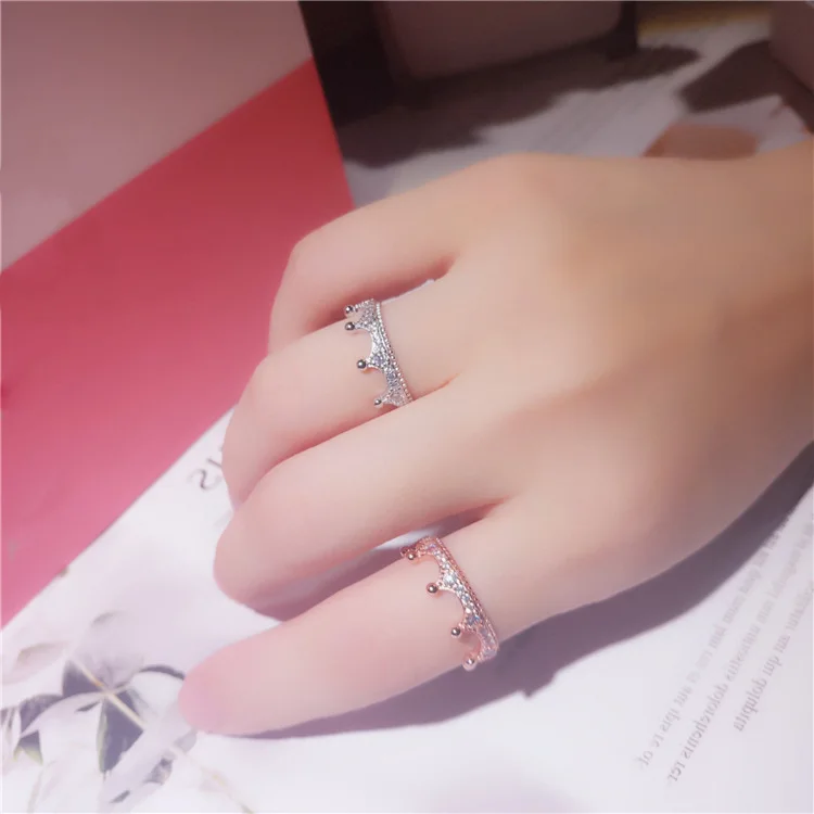 luxury and fashion solid 925 sterling silver crown ring