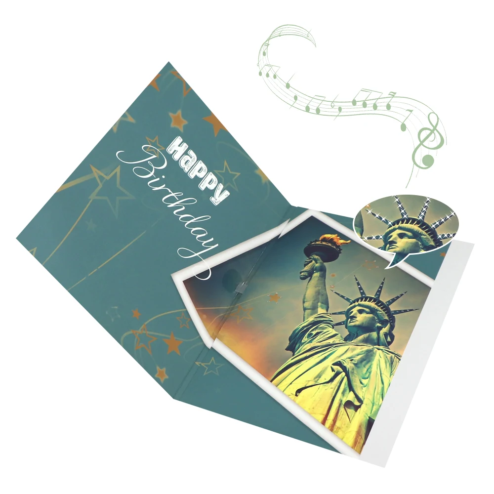 
OEM Light sensor musical led invitations birthday greeting card with sound 