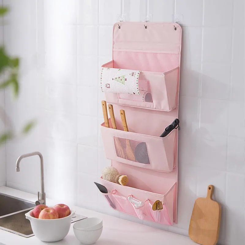 DS3953 Hanging Storage Bag for Bedroom Bathroom Office Oxford Fabric Wall Organizer Over Door Hanging Organizer with Pockets