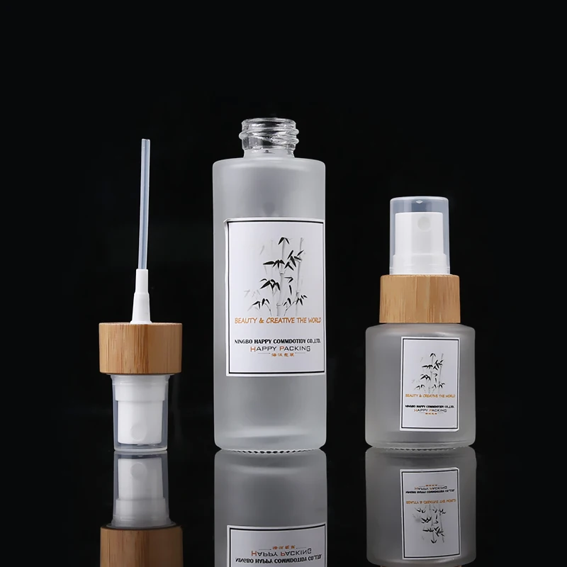 Natural Eco-Friendly Empty Matt Frosted Fine Mist 50ml Glass Spray Perfume Bottle With 20/410 Bamboo Spray