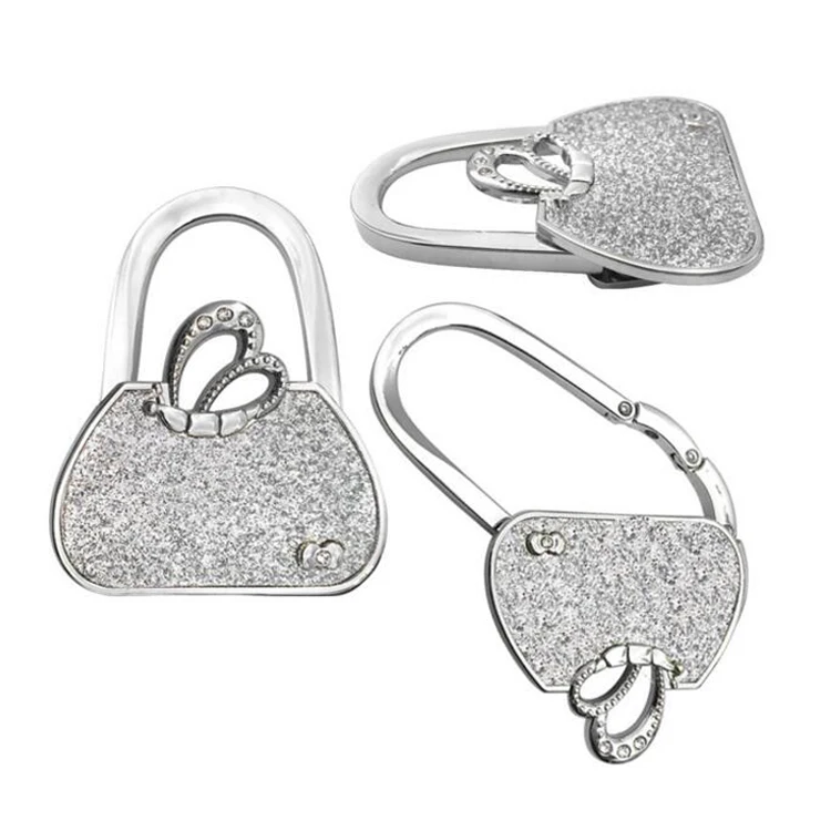 Fashion zinc alloy handbag hanger folding bag purse table hook