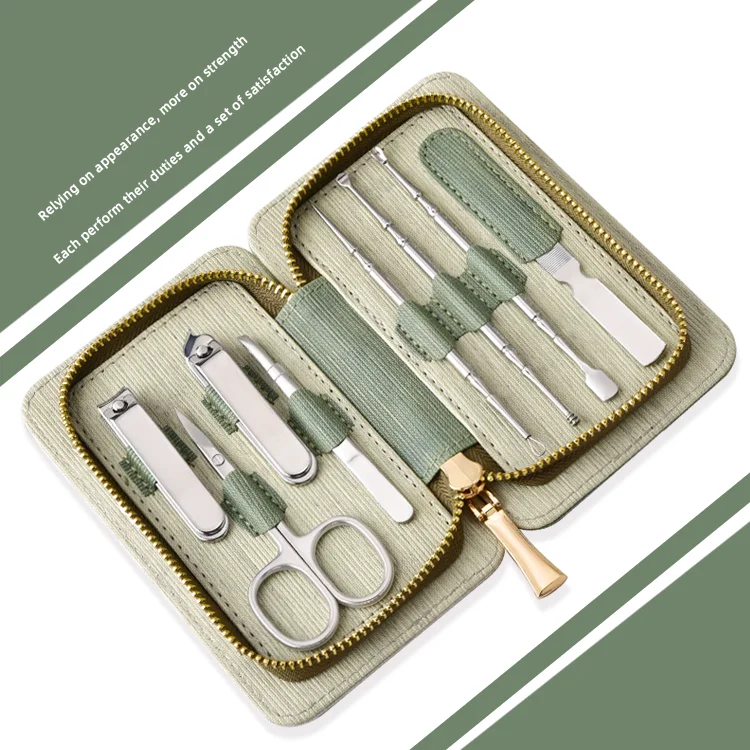 Support customized logo 8 In 1 Stainless Steel nail clipper Set Grooming kit Manicure Set Travel Luxury Manicure