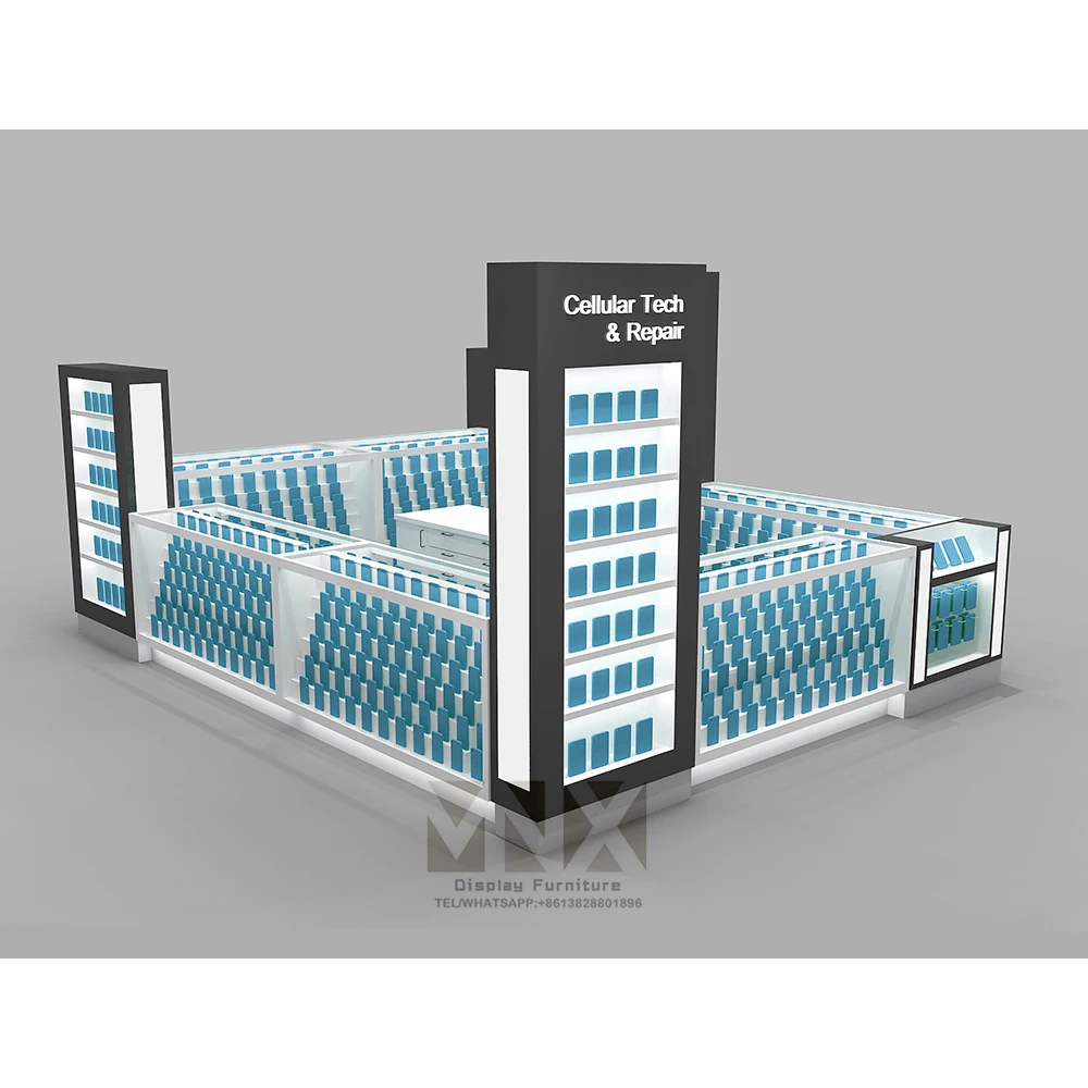 Customized Mobile Phone Accessories Display Kiosk Furniture Design Cellphone case display kiosk for shopping mall