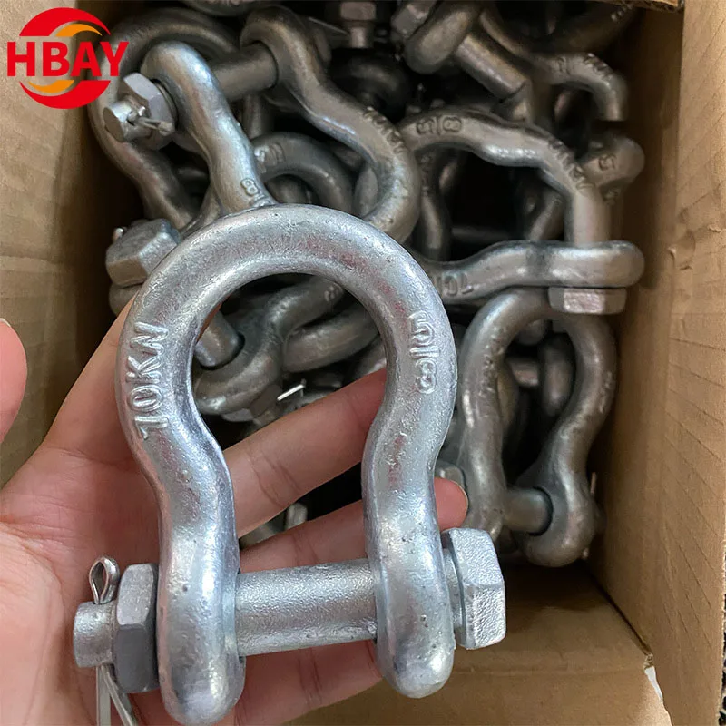Screw Pin Ton Safety Pin G2130 Bow Shackle Factory Alloy Steel G2130 Marine Rigging Lifting Long D Shackle 0.5-55T Custom GB