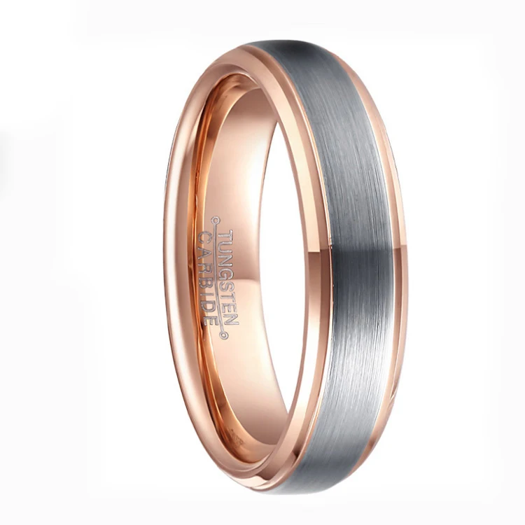 Высококачественное кольцо из вольфрама с покрытием из розового золота, мужские украшения, кольцо из карбида вольфрама