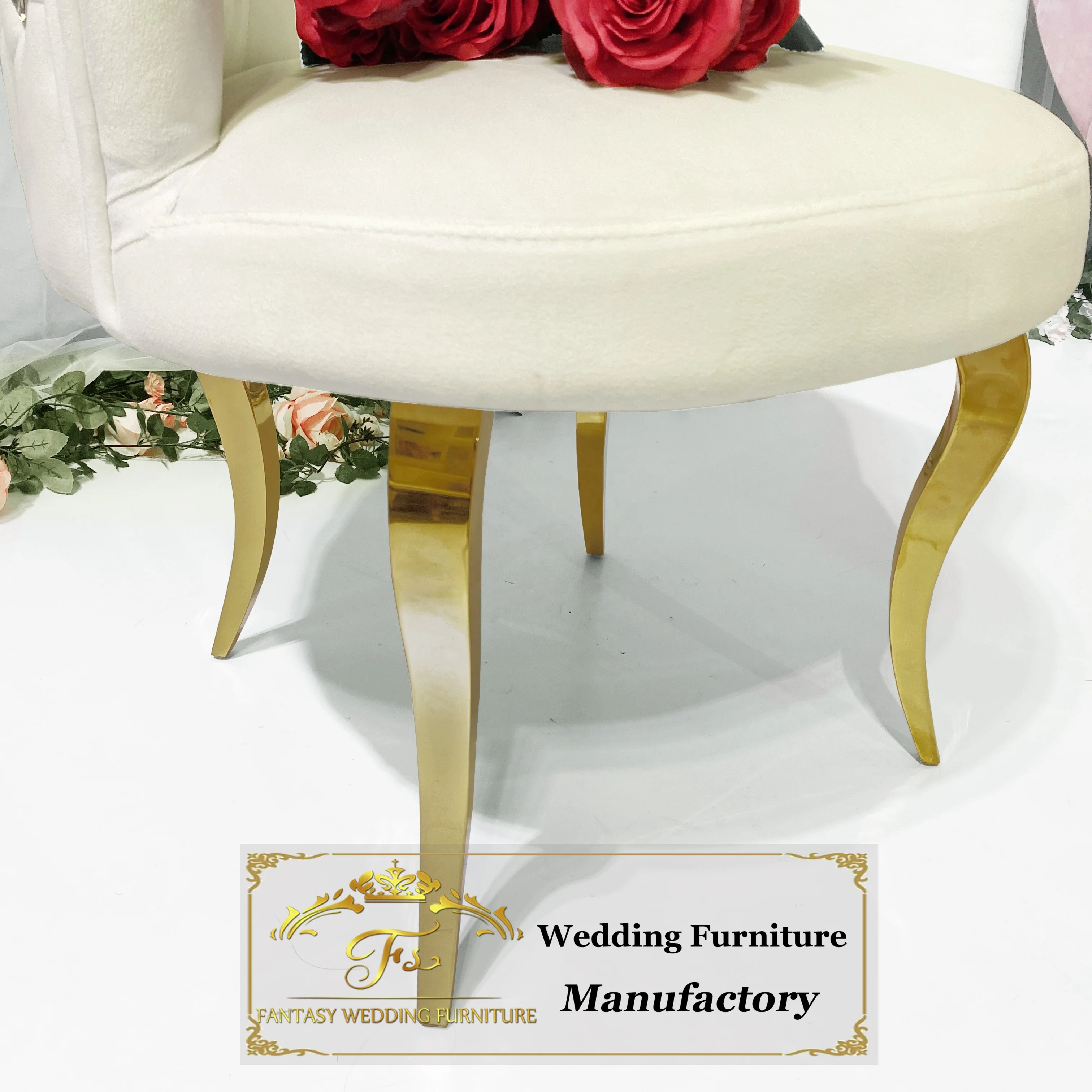 luxury royal wedding velvet sofa chairs with crystal back for wedding ceremony