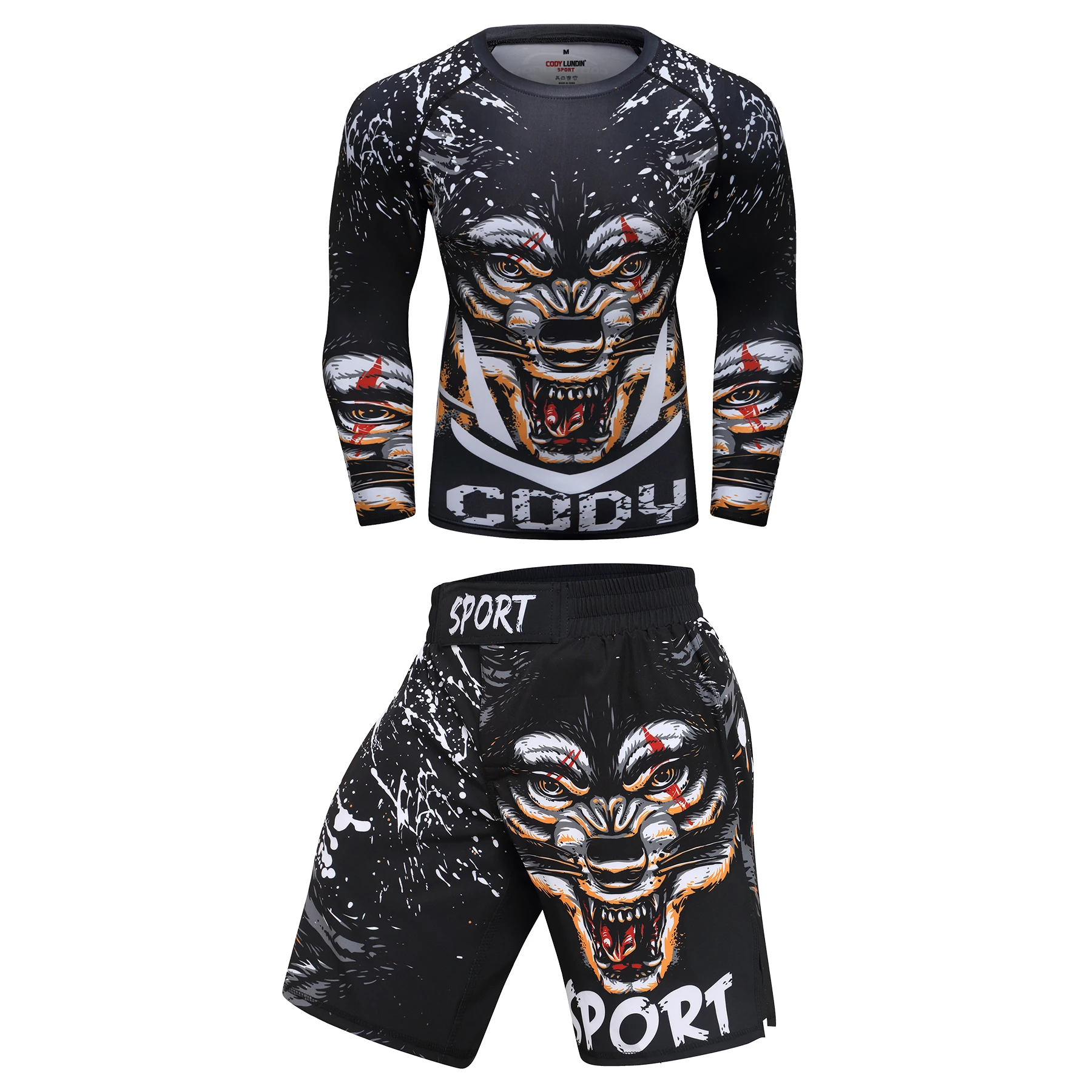 Sportswear Printed Boxing Rashguard For Adults Jiu jitsu T-shirt Set Kickboxing Jerseys Sport Boy BjJ Gi Muay Thai Shorts