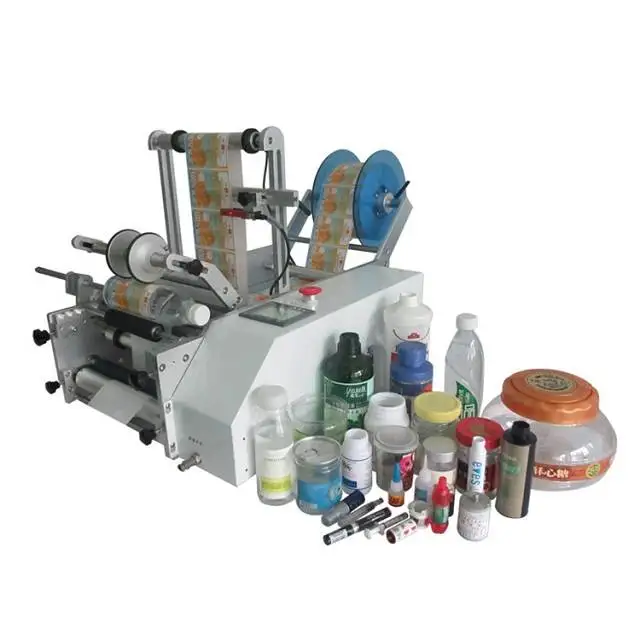 5l Bottle Automatic Round Flat Bottle Labeling Machine Label Applicator Food Can Vertical Roll Bottle Sticker Labeling Machine