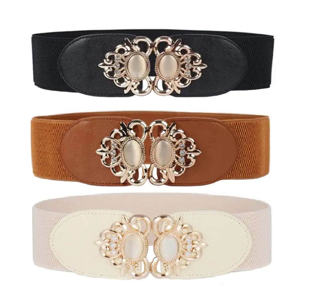 Womens Vintage Wide Elastic Stretch Waist Belt For Dresses Z361