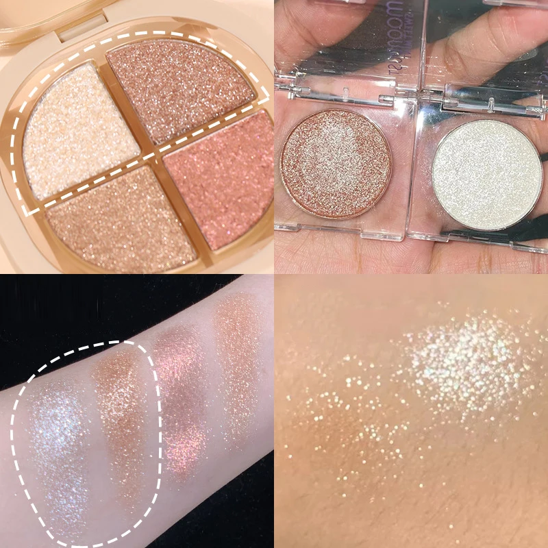 Private Label 4-Color Gentle Pink Purple Tones Smooth Application Shimmer Matte Finishes Blendable Eyeshadow Palette Eye Color