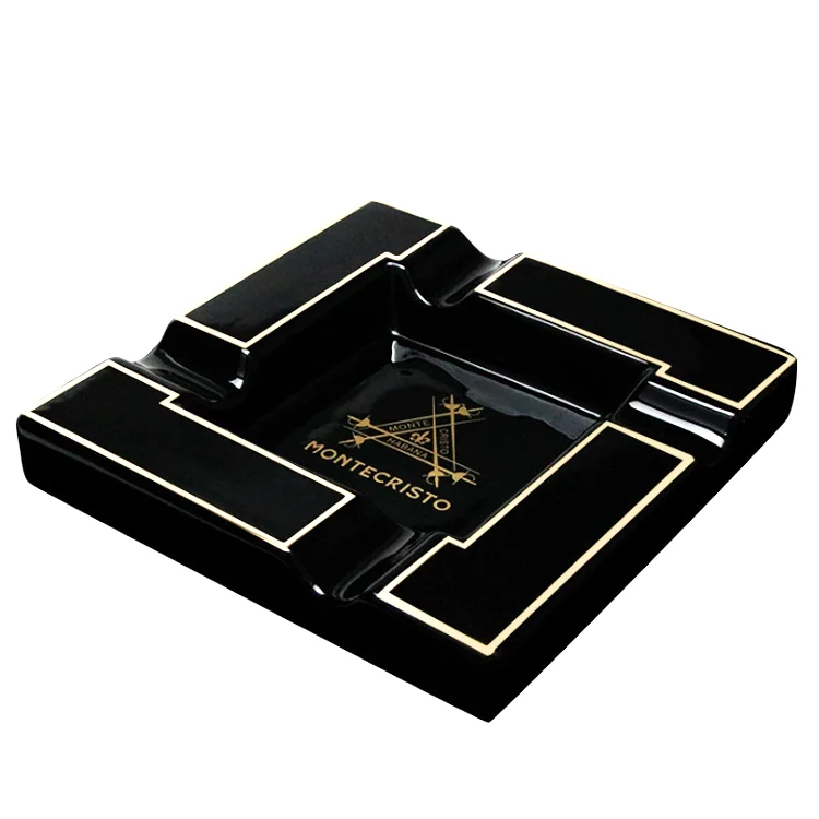 RTS 20cm x 20cm x 3.5cm  high quality white large square ceramic cigarette cigar ashtray
