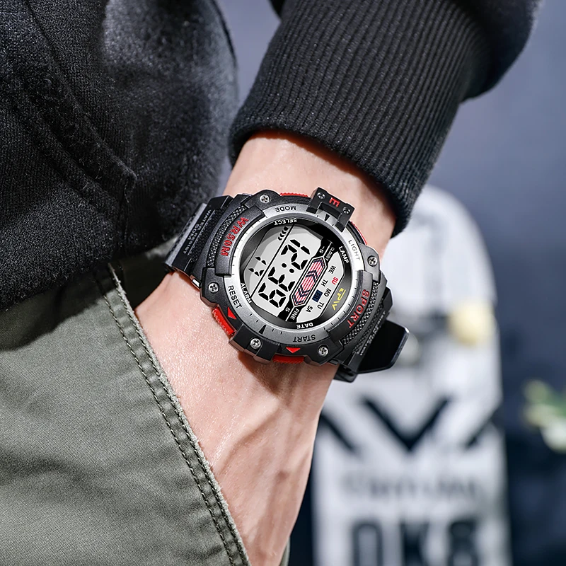 Digital Movement Sports LCD Wrist Watch 3ATM Water Proof Digital Wristwatch