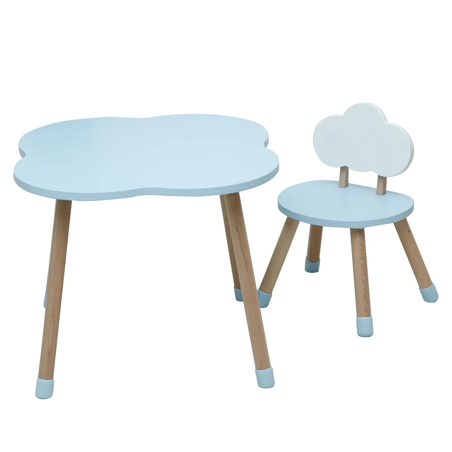 Kids Bedroom Furniture Four-Leaf Clover Shape Children Garden Furniture Kids Study Table and 4 Chair Children Library Furniture