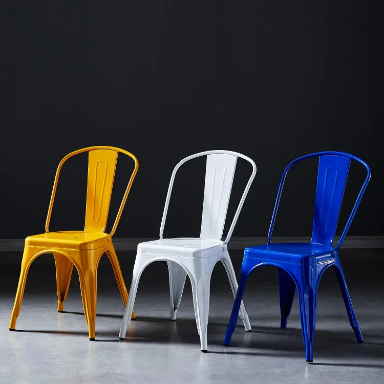 Металлический стул для столовой, ресторана, Штабелируемый стул для кафе, Промышленные Стулья, металлический обеденный стул