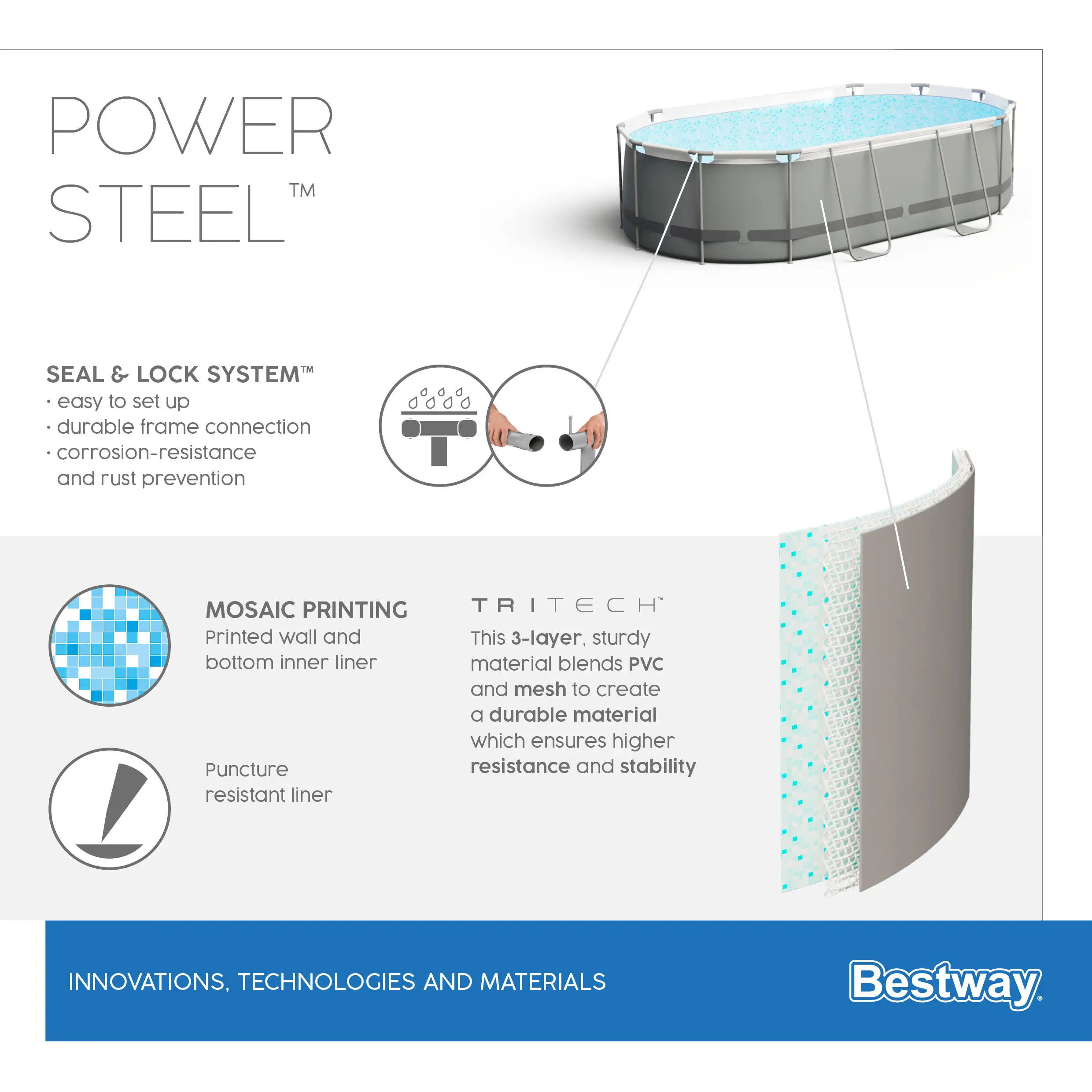 2024 Bestway Steel Power 56620 Above Ground Oval Swimming Pool Set 4.27 m x 2.50 m x 1.00 m