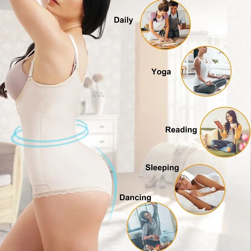 Women Full Bodysuit Tummy Control Open Crotch Slimming Latex Shapewear With Front Zipper