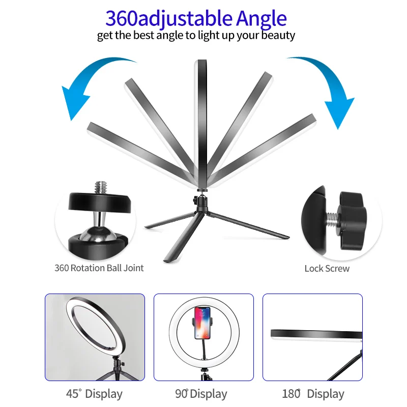 10-дюймовый ringlight aros de luz светодиодный Мобильный штатив для мобильного телефона с кольцевым