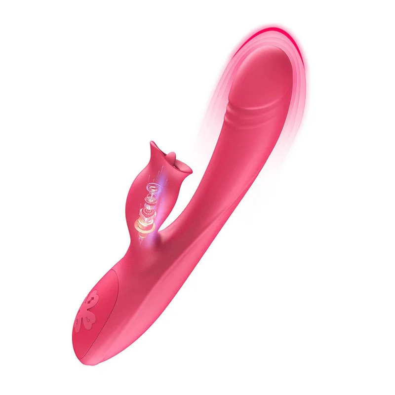 Silicone Waterproof Clit Stimulator And Tongue Licking Vibration Dildo And Rabbit Vibrator Sex Toys For Women