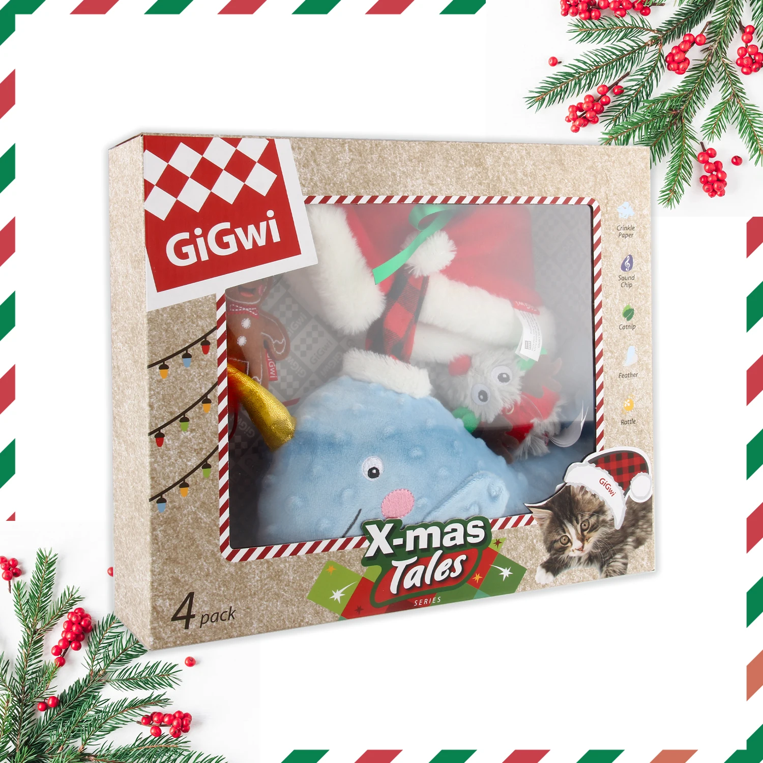 GiGwi christmas cat toys with cat plush pillow clothes for cats
