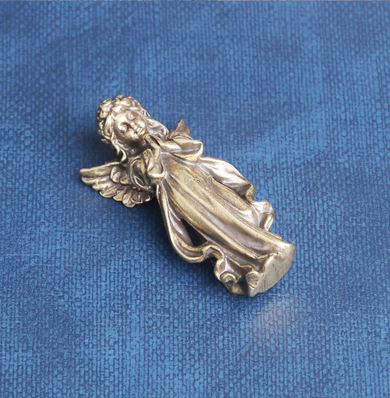 Retro Copper God of Love Cupid Statue Small Ornaments Brass Angel Figurines Desktop Decorations Home Decor Accessories for Room