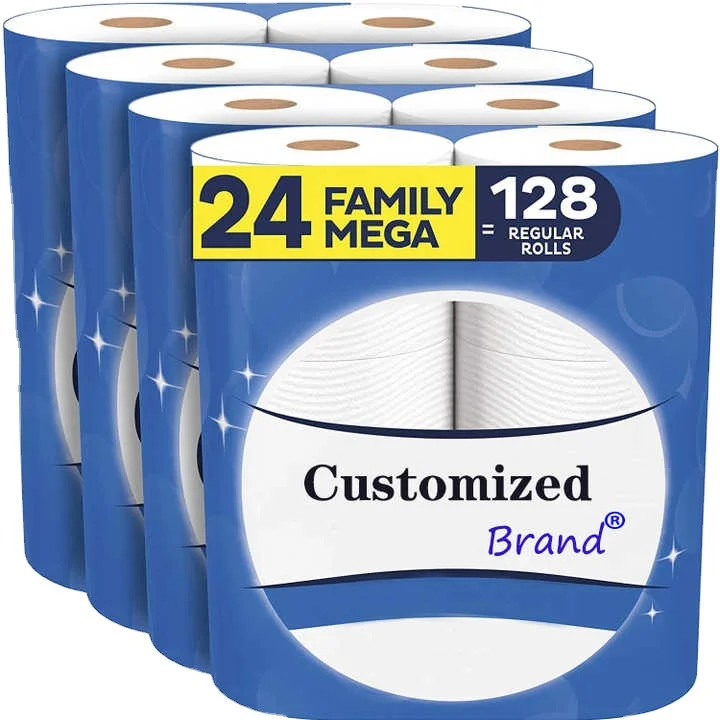 Factory Price Soft Toilet Paper Customized Logo Bathroom Tissue Roll Embossed Toilet Tissue