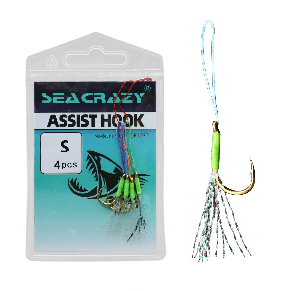 Golden small iron plate hook with barbed ribbon, silk luminous binding, single hook slow rocking hook fishing equipment