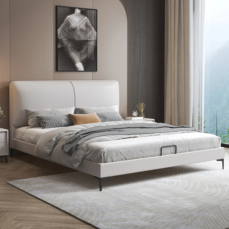 Nordic light luxury technology cloth minimalist modern 1.8m solid wood soft bed