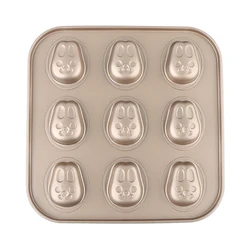 9 Cavity Carbon steel rabbit Shape Baking Pans Sheet Muffin Cake