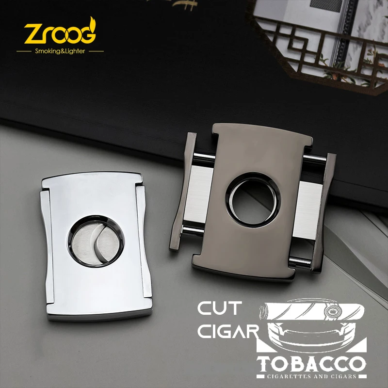 Cigar Cutter V-Cut Guillotine 3 in 1 Straight Cut V Cutter With Cigar Punch Stainless Steel Blade Ergonomic Design Secure-Lock