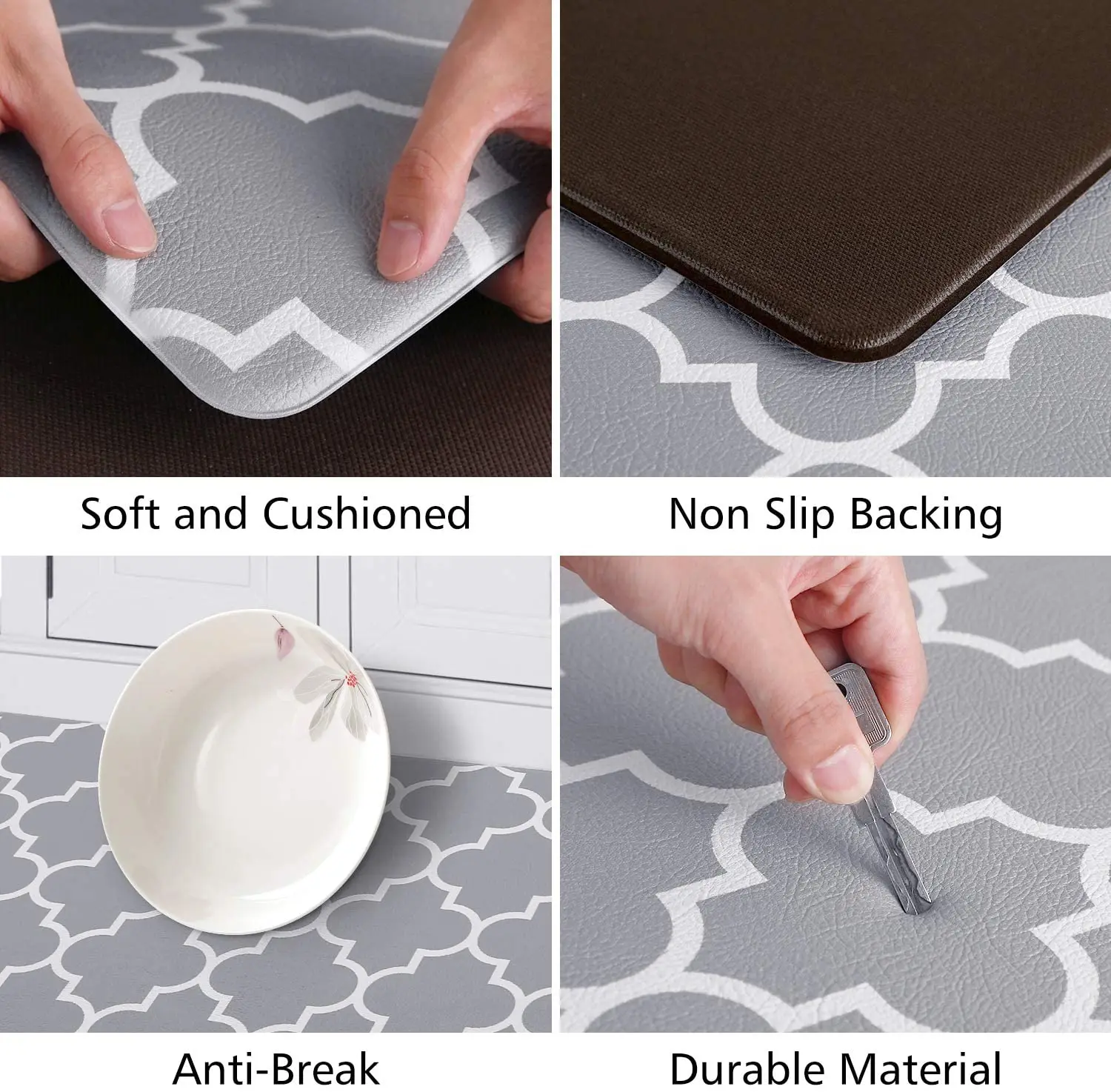 Waterproof and Oil proof PVC floor Mat 0.4 inches thickness Anti fatigue PU rubber backing floor Mat Sink Laundry kitchen Mat