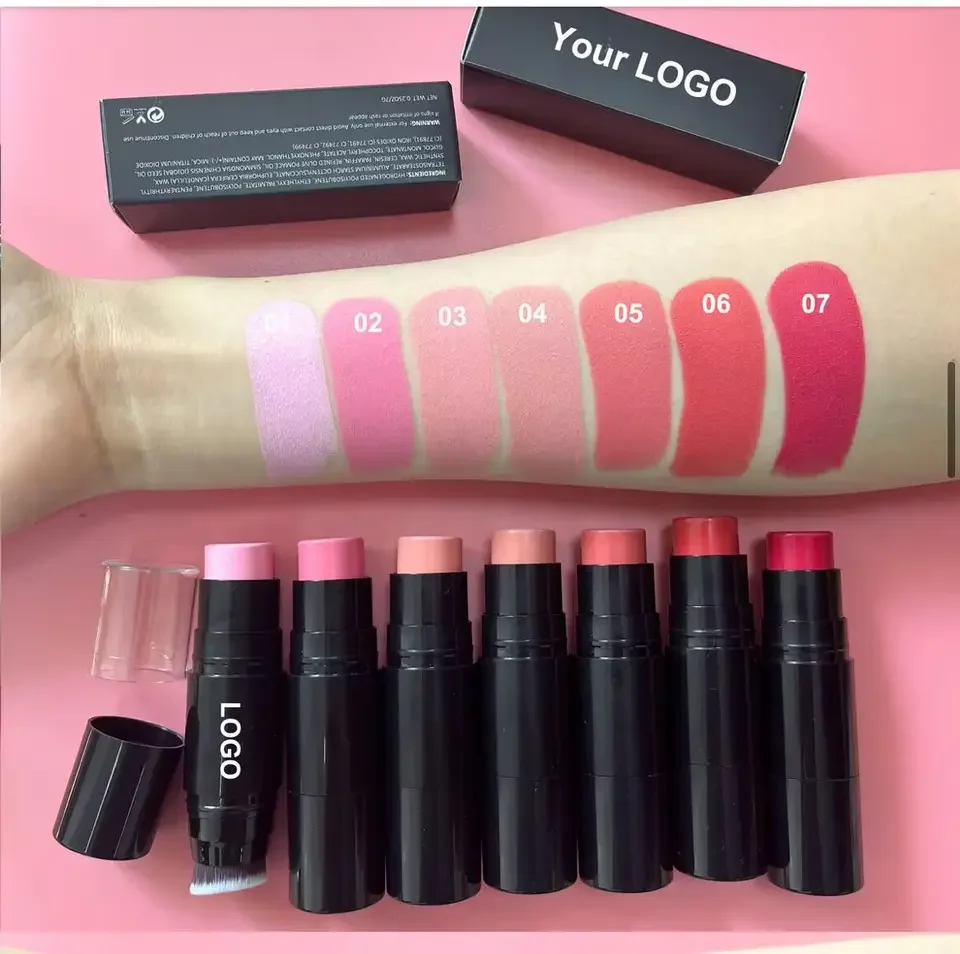 High Quality Waterproof Cheek Highlighter Face Makeup Shimmer Smooth Glow Cream Blush Stick Private Label