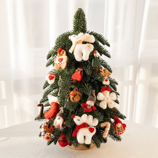 Christmas tree plush pendant Wing Angel Xmas Tree Pendant Children Gift Doll Christmas Scene Decoration Felt Wool Pendant