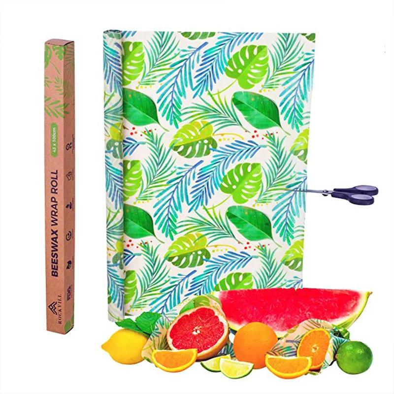 Hot Sale Organic Cotton Beeswax Food Paper Wrap Roll Reusable Eco Friendly Plastic Food Storage Beeswax Paper Bee Wrap Food