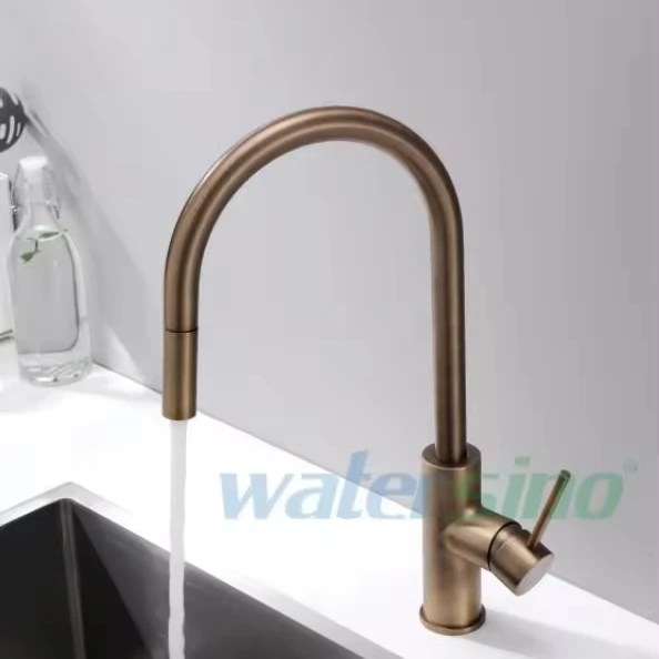 Hot Selling Kitchen Faucet Watermark Brass Zr Gold Brushed Pull Out Kitchen Mixer Tap