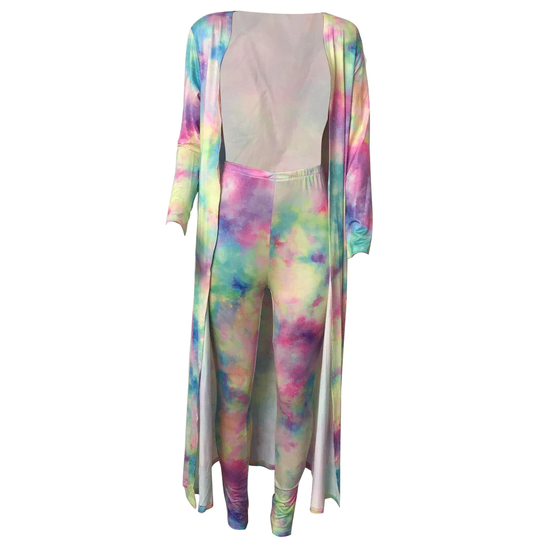 Отправка готовая к отправке оптовая продажа XMY9170 Европейская и американская мода галстук окрашенные накидки обтягивающие леггинсы комплект из двух предметов