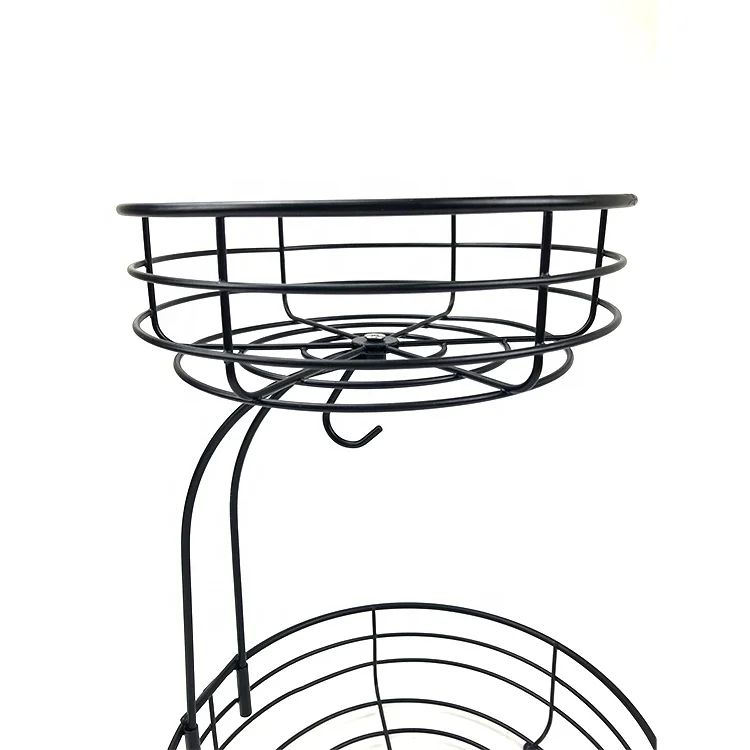 2 Tier  Countertop Organizer Vegetable  Holder Rack Kitchen Storage Fruit Basket With Banana Hook