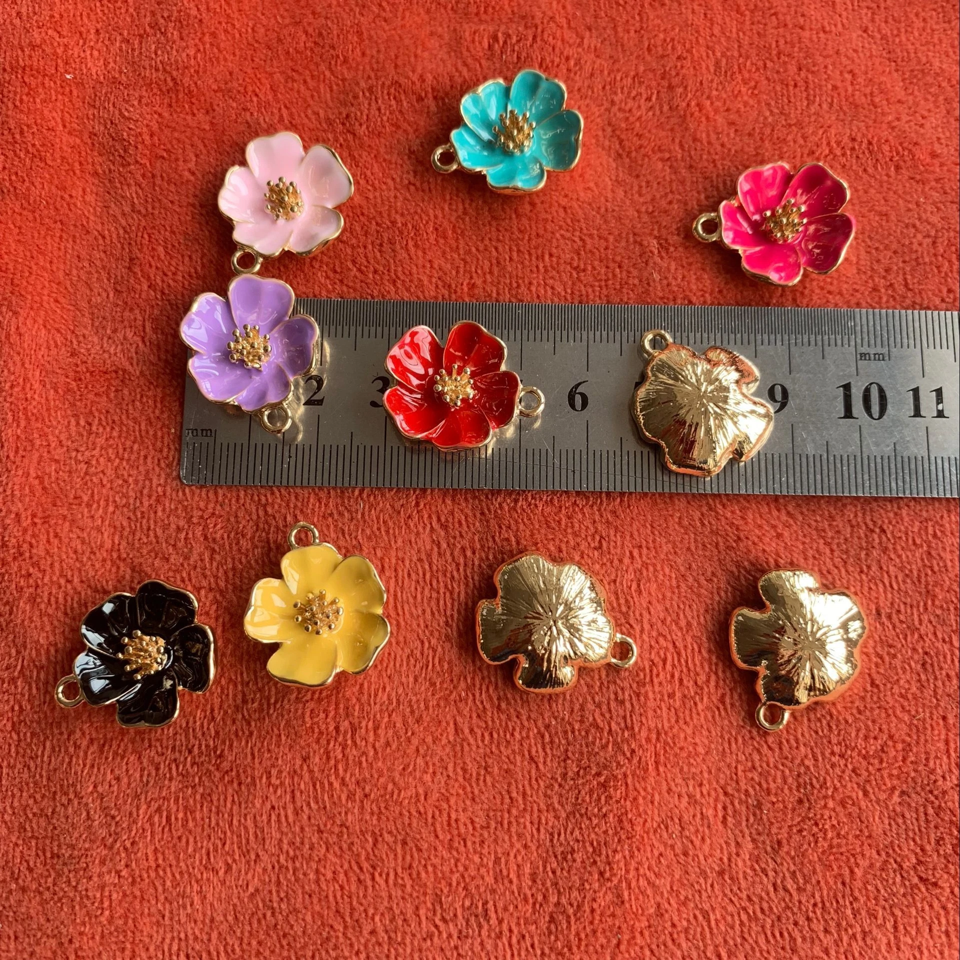 color enamel flower pendant charms for jewelry making DIY  jewelry charms tags flower charms for bangles bulk
