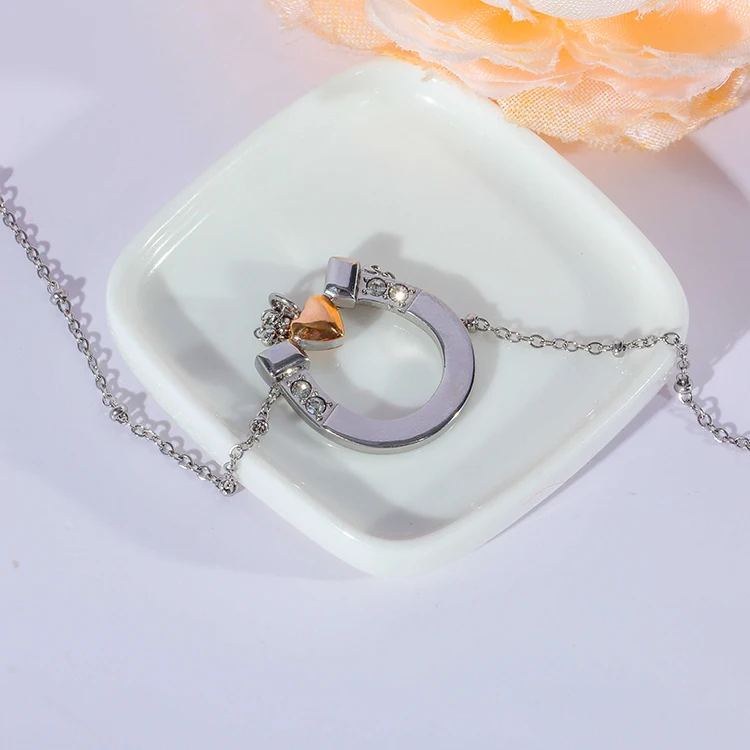 Ожерелье с кулоном из кубического циркония нержавеющей стали