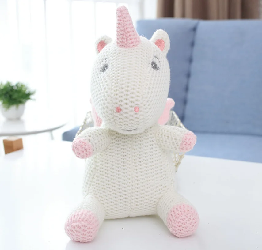 Korea INS Горячая кроличий слон Единорог плюшевая игрушка колокольчик милая детская Успокаивающая кукла вязаная погремушка для ребенка