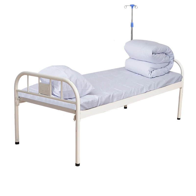 hospital equipment manufacturer simple clinic patient bed stainless steel SS flat metal frame medical bed